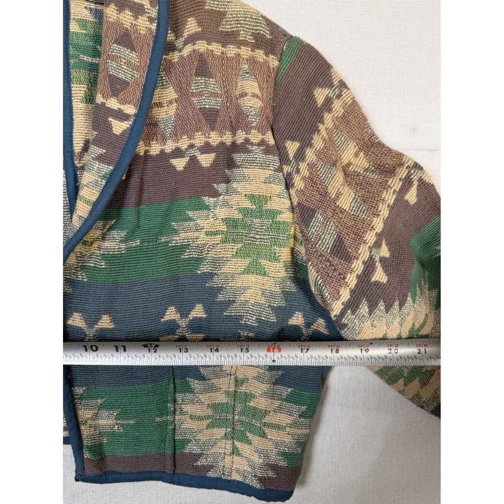 New Identity Womens Southwestern Tapestry Cropped Jacket Blue Green Cotton S - Picture 9 of 11